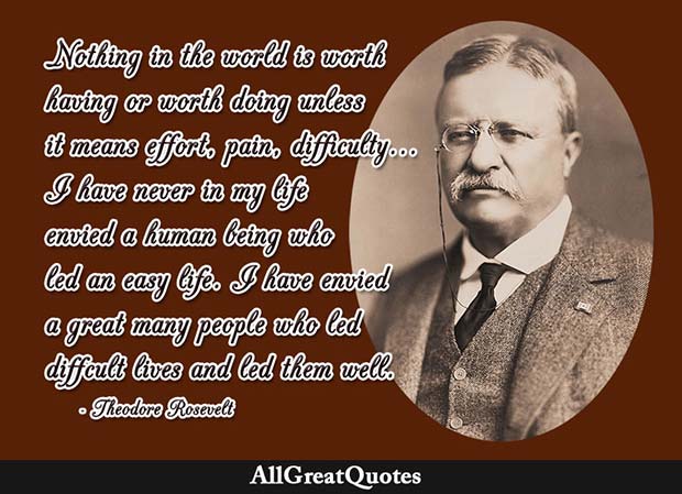 nothing worth having or worth doing quote roosevelt